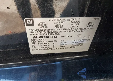 2016 GMC Sierra 2500Hd Denali from USA, damaged, VIN 1GT12UE80GF109408